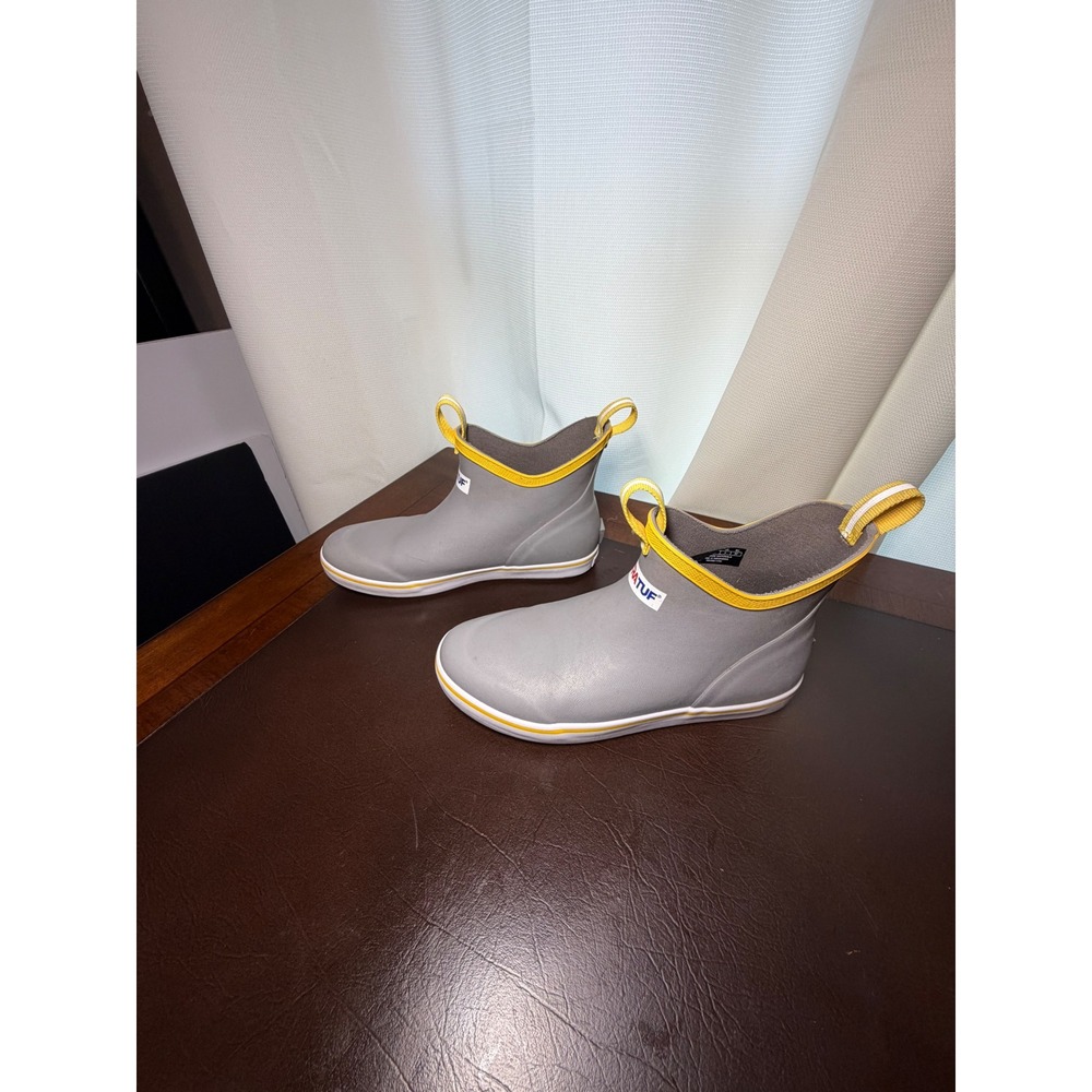 XTRATUF Kids Ankle Deck Boots Grey Yellow Waterproof Rain Boots Size 5 - Picture 6 of 10